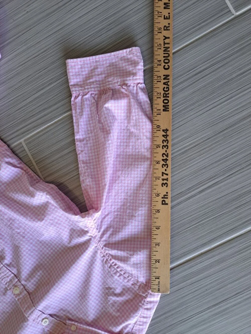 Ralph Lauren Girls Pink Gingham Button Dress 14 Cotton 3/4 Sleeves Green Logo